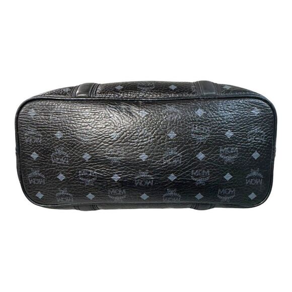 MCM Visetos Black Shopping Tote Large Purse Handbag Shoulder Bag Authentic READ - Picture 8 of 14